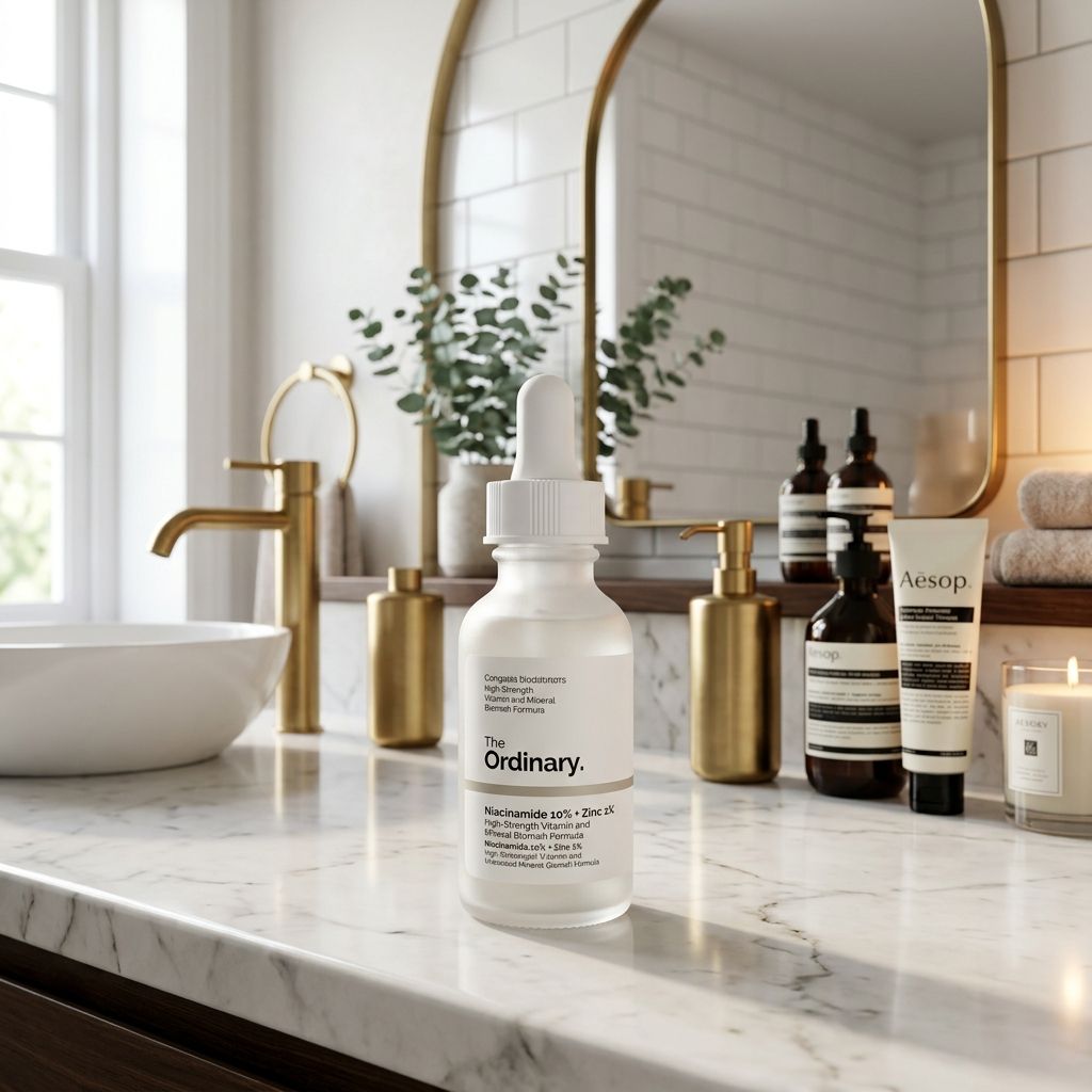 Serum on bathroom vanity